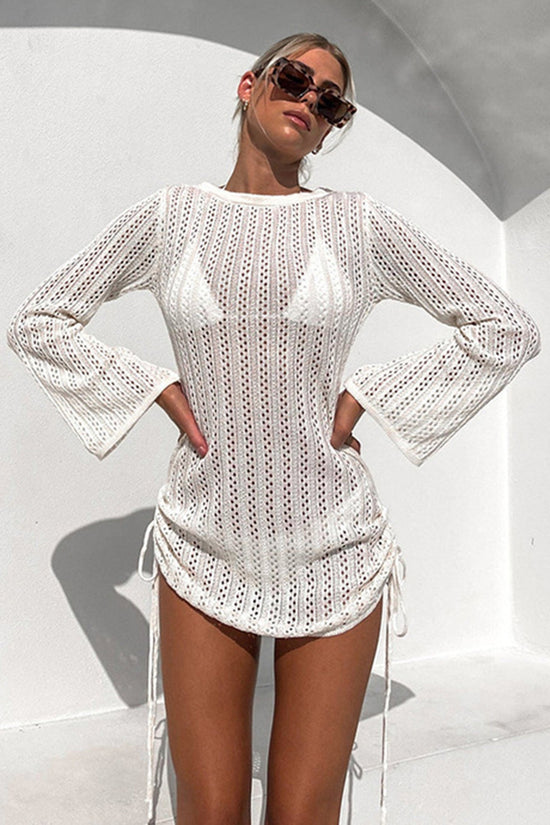 Eyelet Bell Sleeve Cover-Up Dress