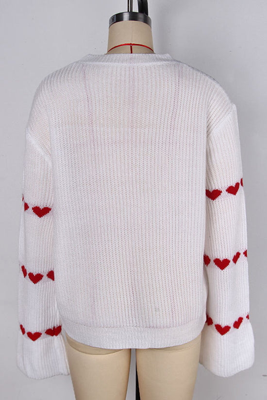 Heart Accents Bell Sleeve Sweater