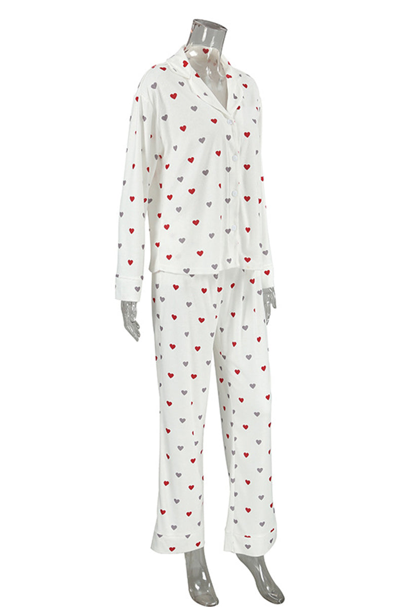 Heart Pattern Sleeveless Pajama Set