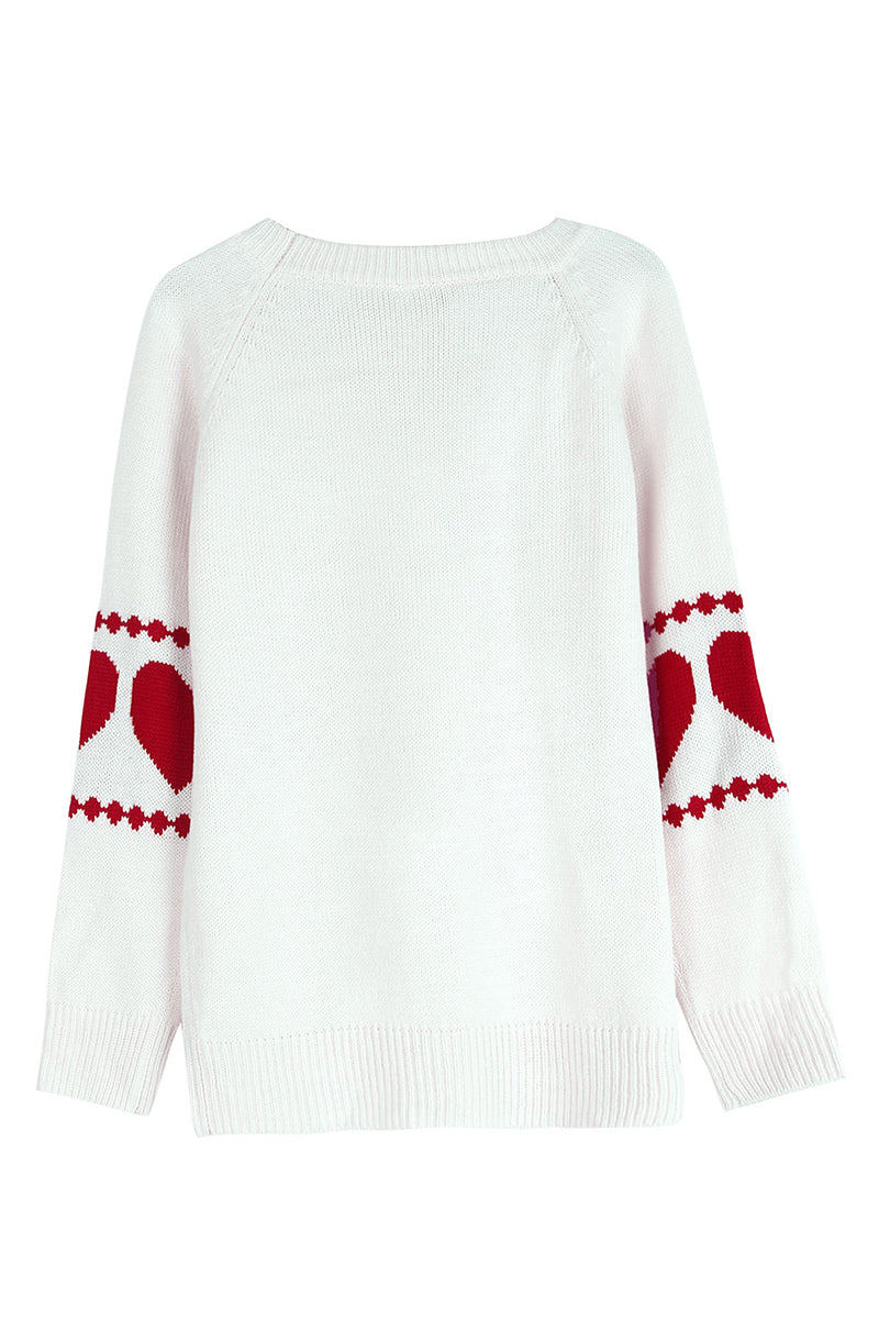 Heart Patterned Long Sleeve Sweater