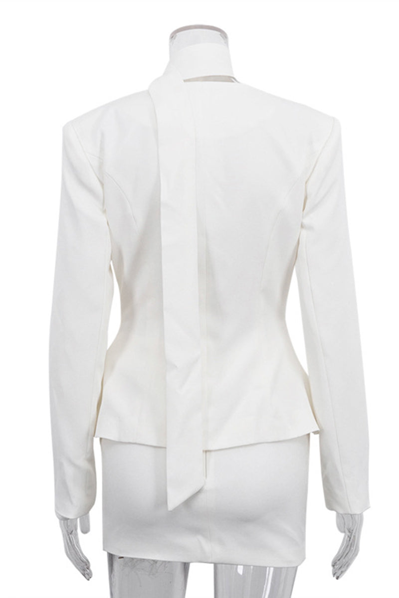 Chic Sleeveless Blazer Skirt Set