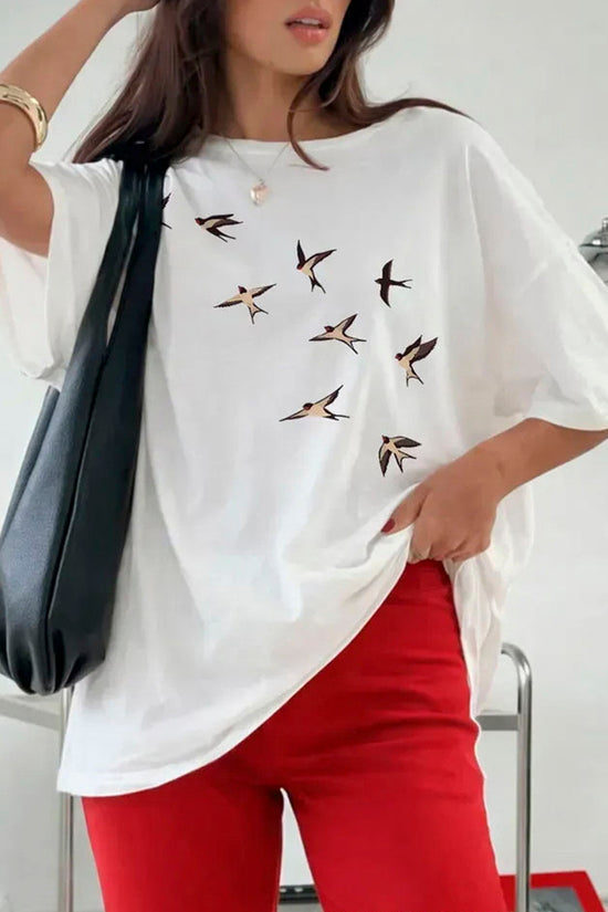 Graphic Bird Print T-Shirt