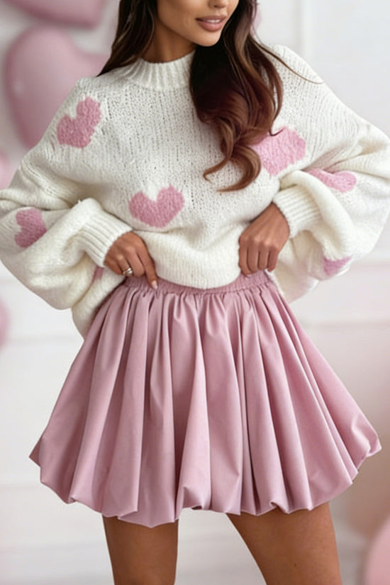 Oversized Heart Patterned  Sweater