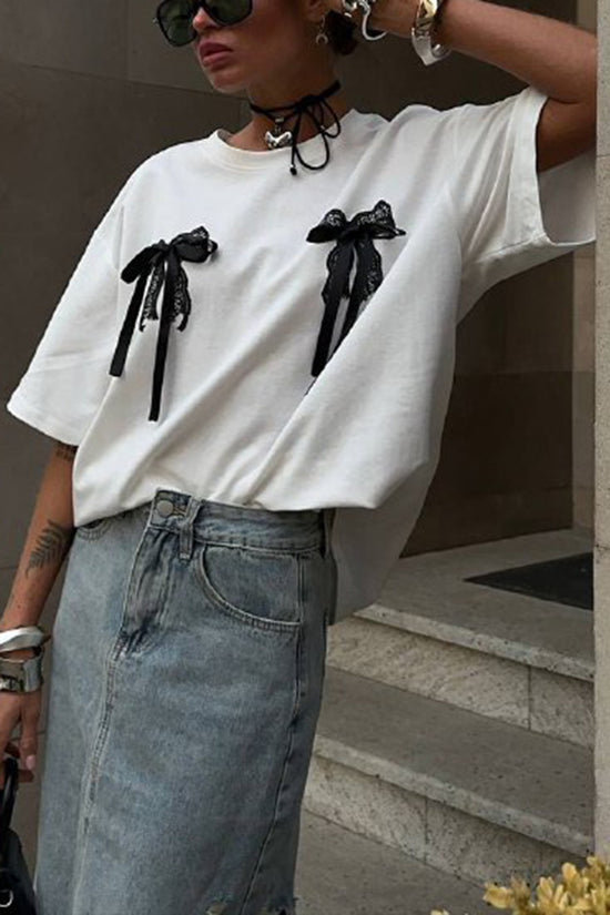 Bow Accent Short Sleeve T-Shirt