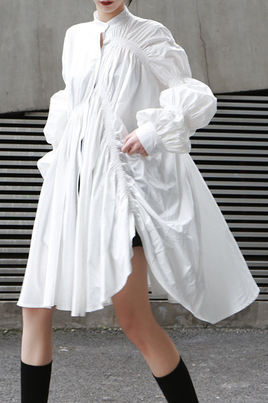 Ruched Long Sleeve Casual Dress
