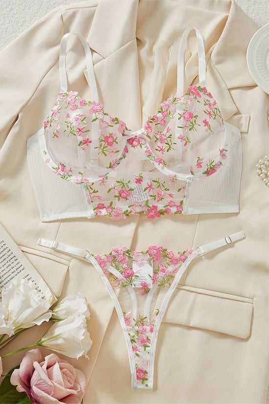 Floral Pattern Lingerie Set