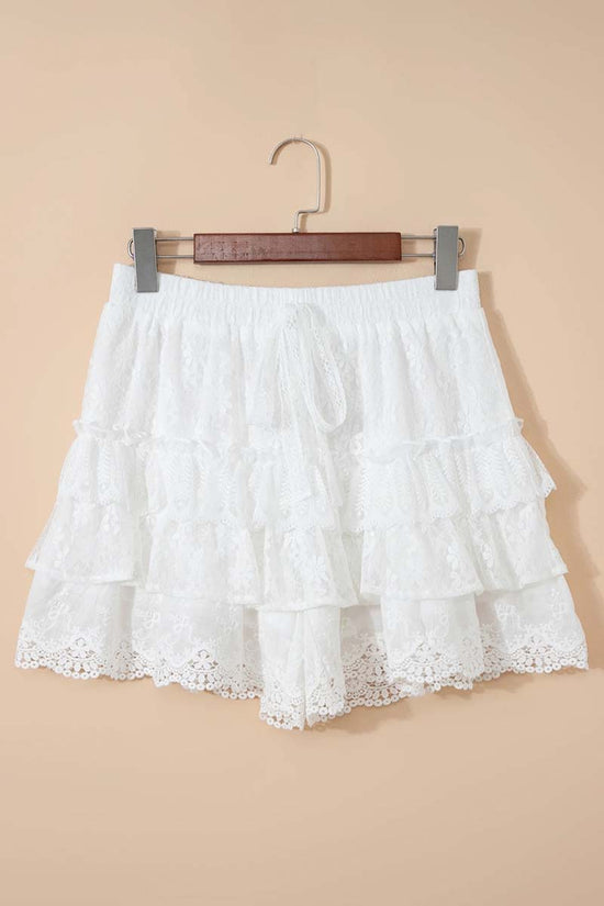 Lace Ruffle Tiered Elastic Waist Sweet Shorts