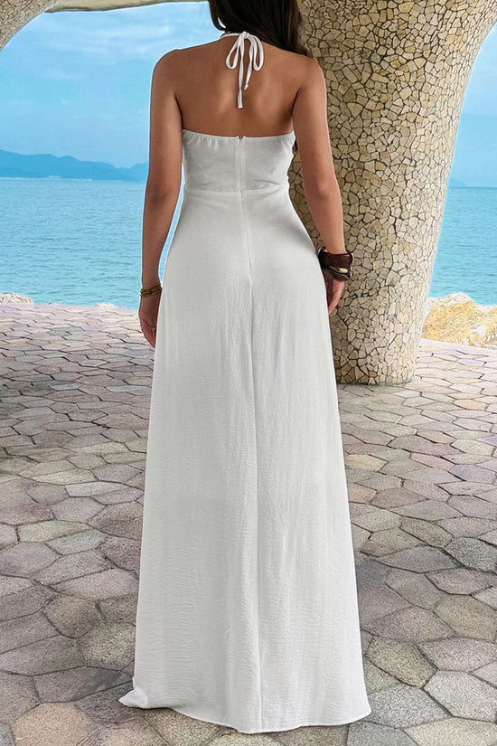 Halter Plunge Maxi Dress