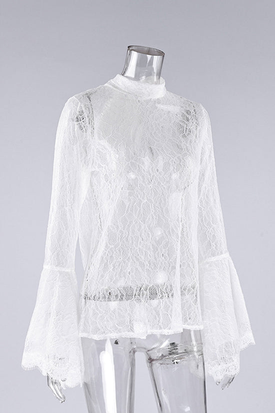 Elegant Lace Ruffle Sleeve Blouse