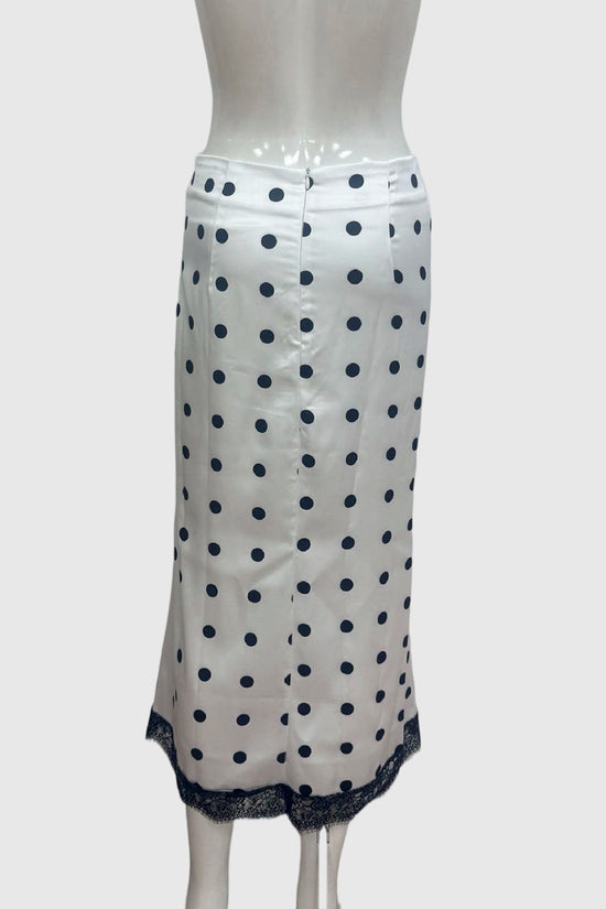 Polka Dot Midi Skirt with Lace Hem