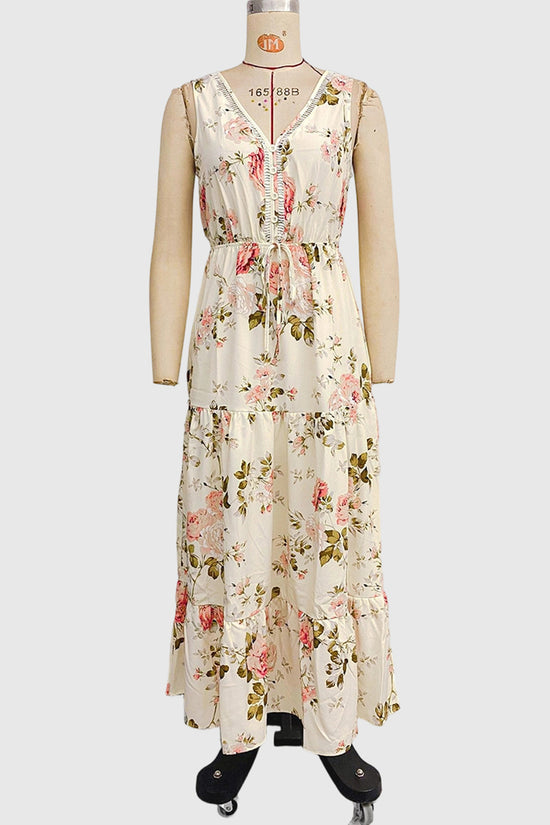 Floral Sleeveless V-Neck Maxi Dress