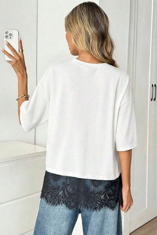 Lace Hem Short Sleeve T-Shirt
