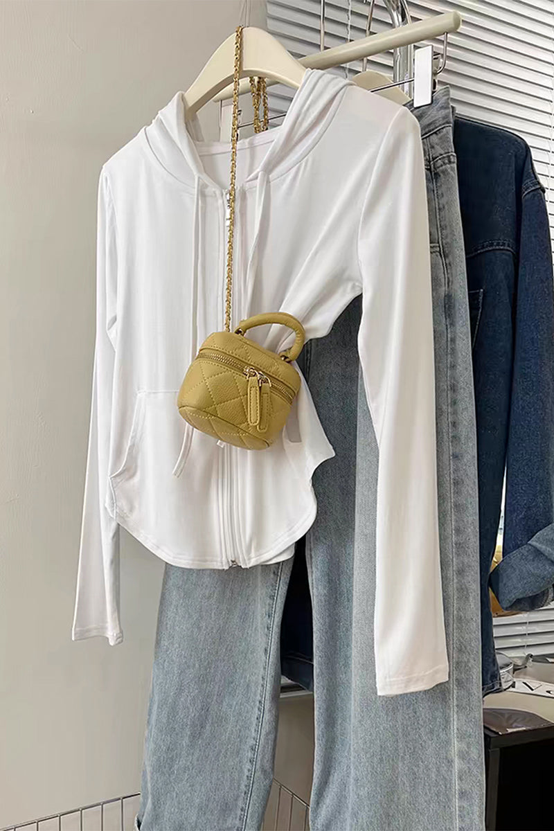 Stylish Hooded Zip-Up Top