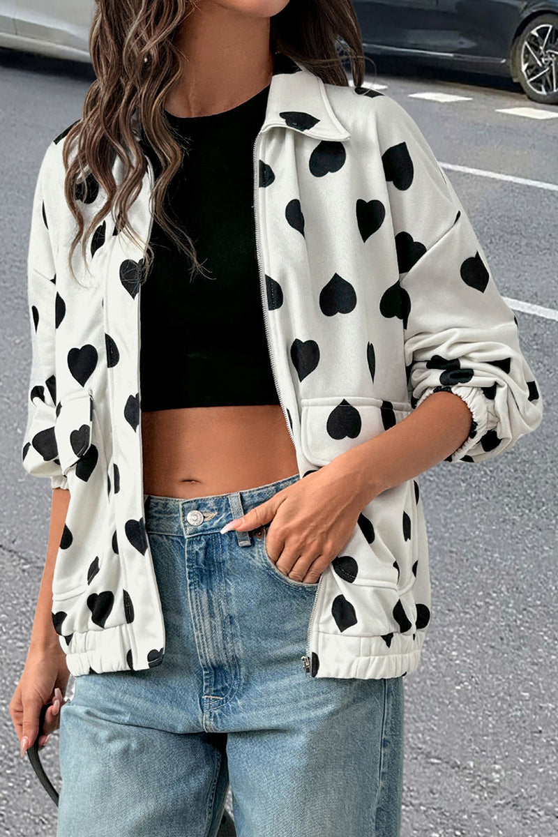 Heart Print Casual Jacket