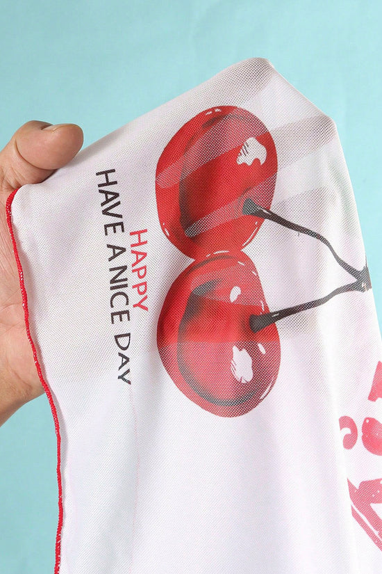 Cherry Print Bikini Set with Cover-Up