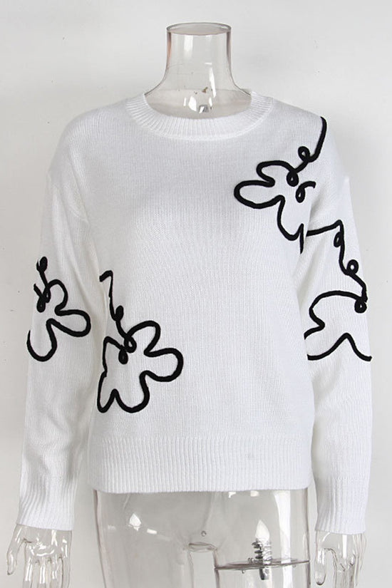 Floral Graphic Knit Sweater