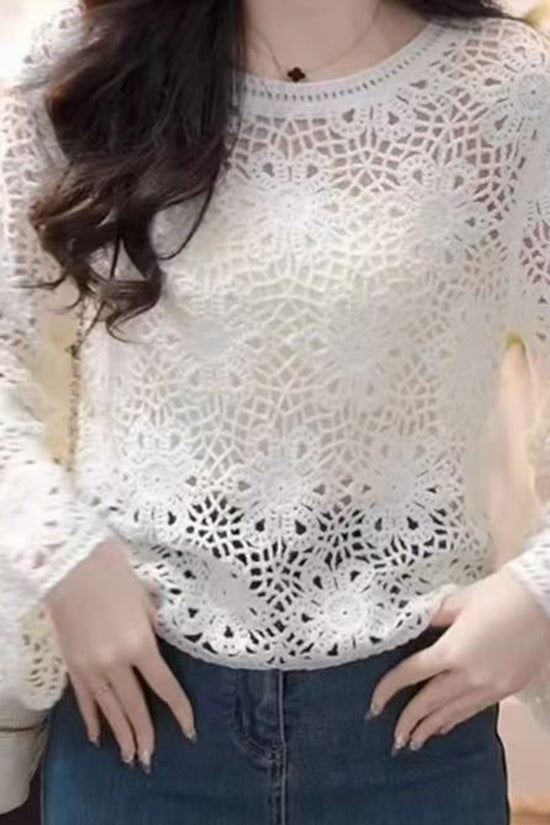 Crochet Lace Sleeve Sweater