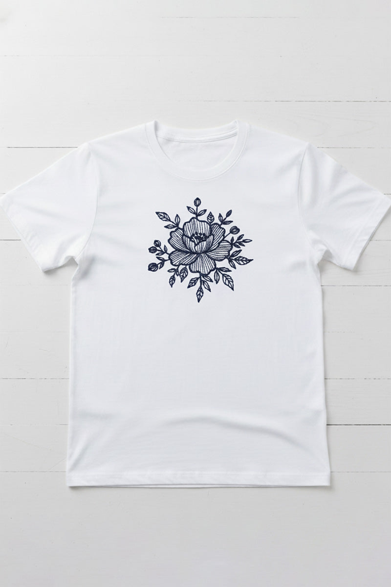 Classic Floral Embroidered T-Shirt