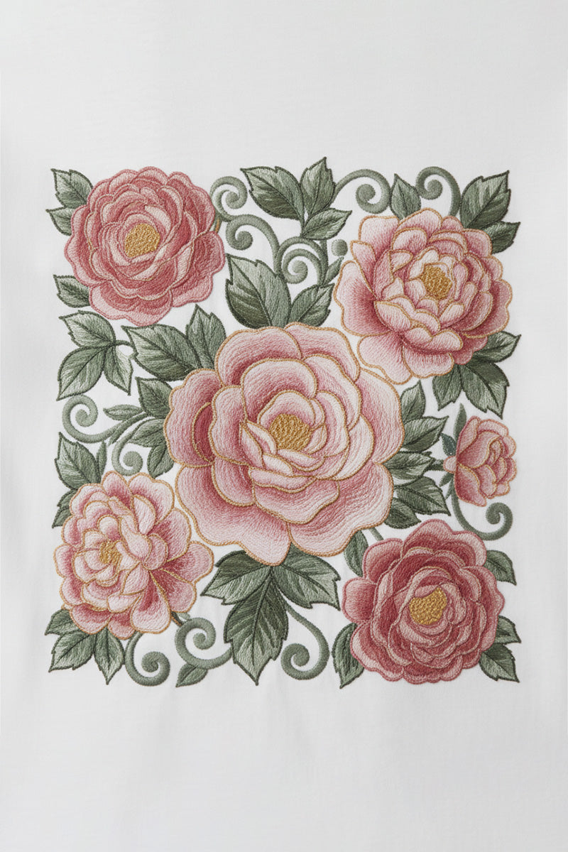 Garden Rose Embroidered T-Shirt