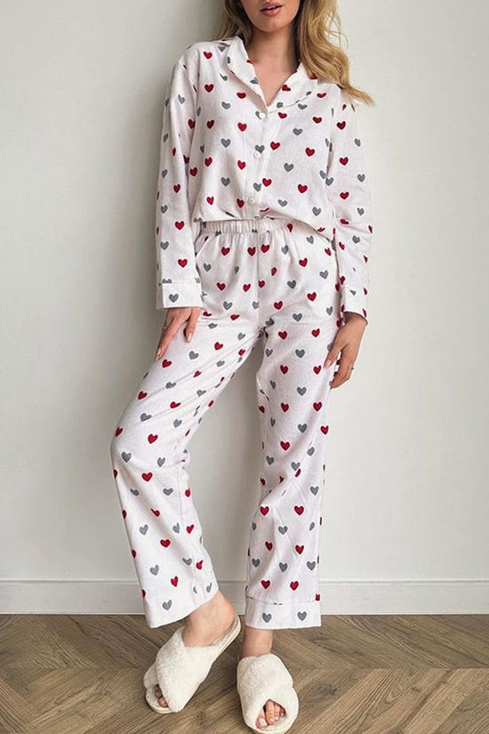 Heart Pattern Sleeveless Pajama Set