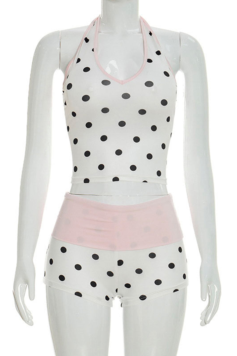 Polka Dot Sleeveless Shorts Set
