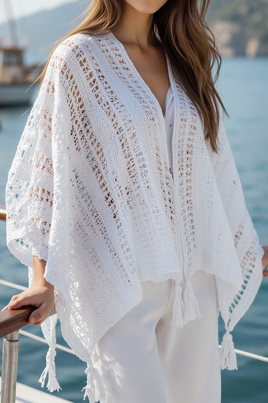 Textured Fringe Open-Front Shrug