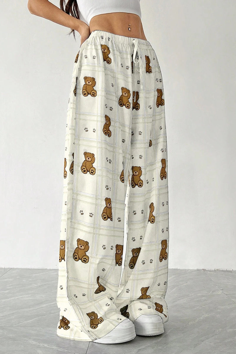 Teddy Bear Print Casual Pants