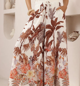 Floral Wide-Leg Casual Pants
