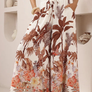 Floral Wide-Leg Casual Pants