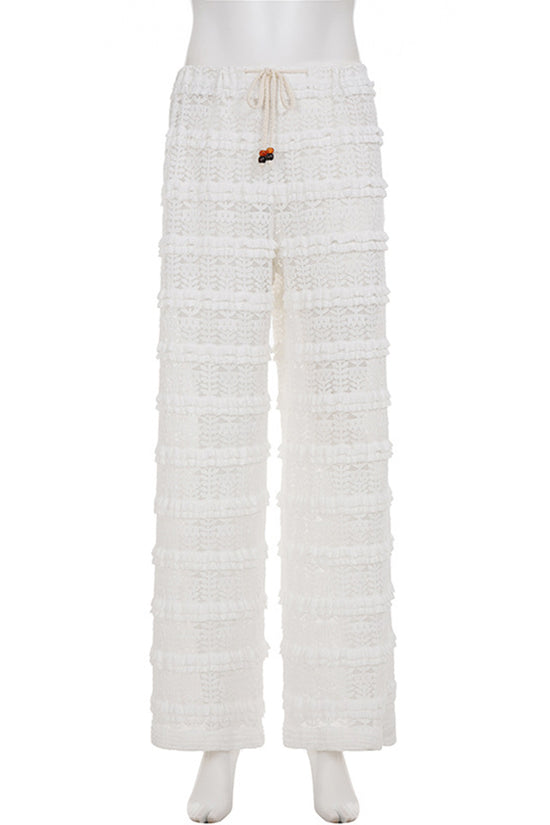 Textured Wide-Leg Casual Pants