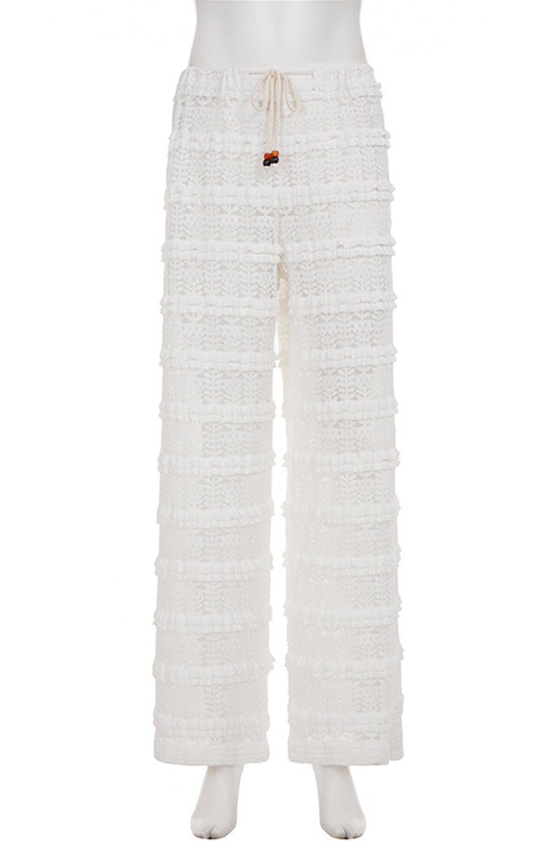 Textured Wide-Leg Casual Pants