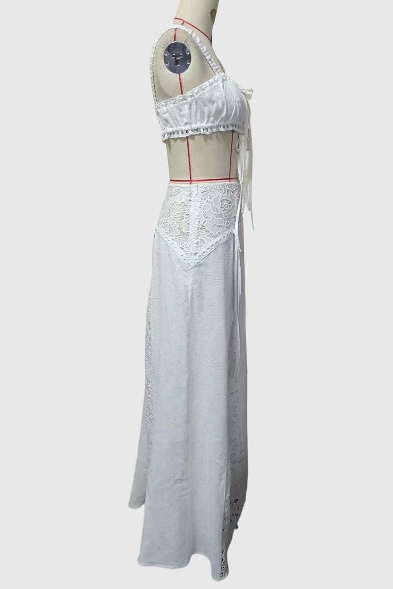 Off-Shoulder Lace Skirt Set