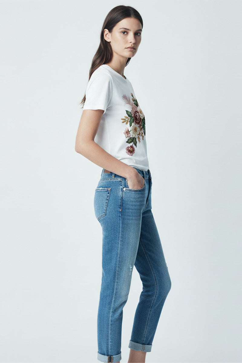 Romantic Bloom Embroidered T-Shirt
