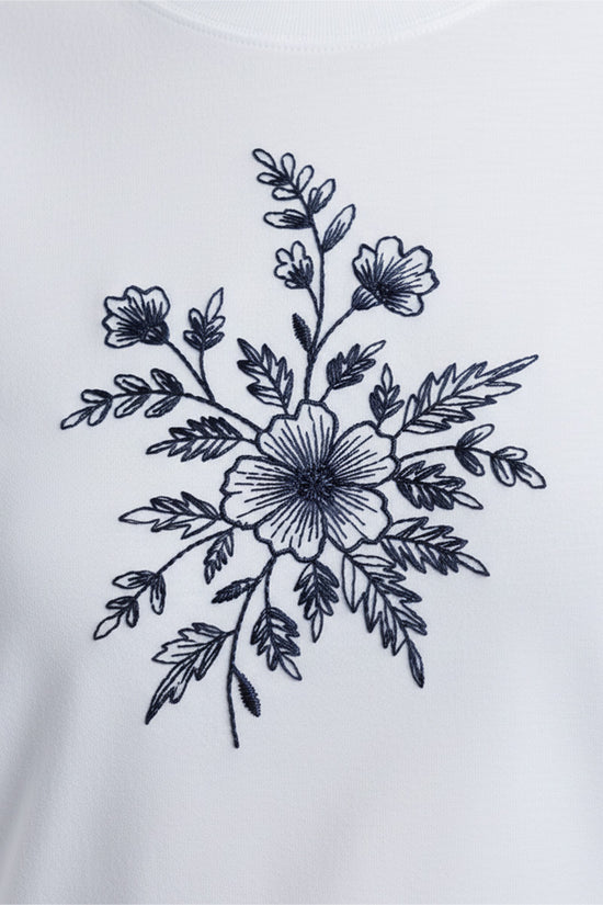 Botanical Bloom Embroidered T-Shirt