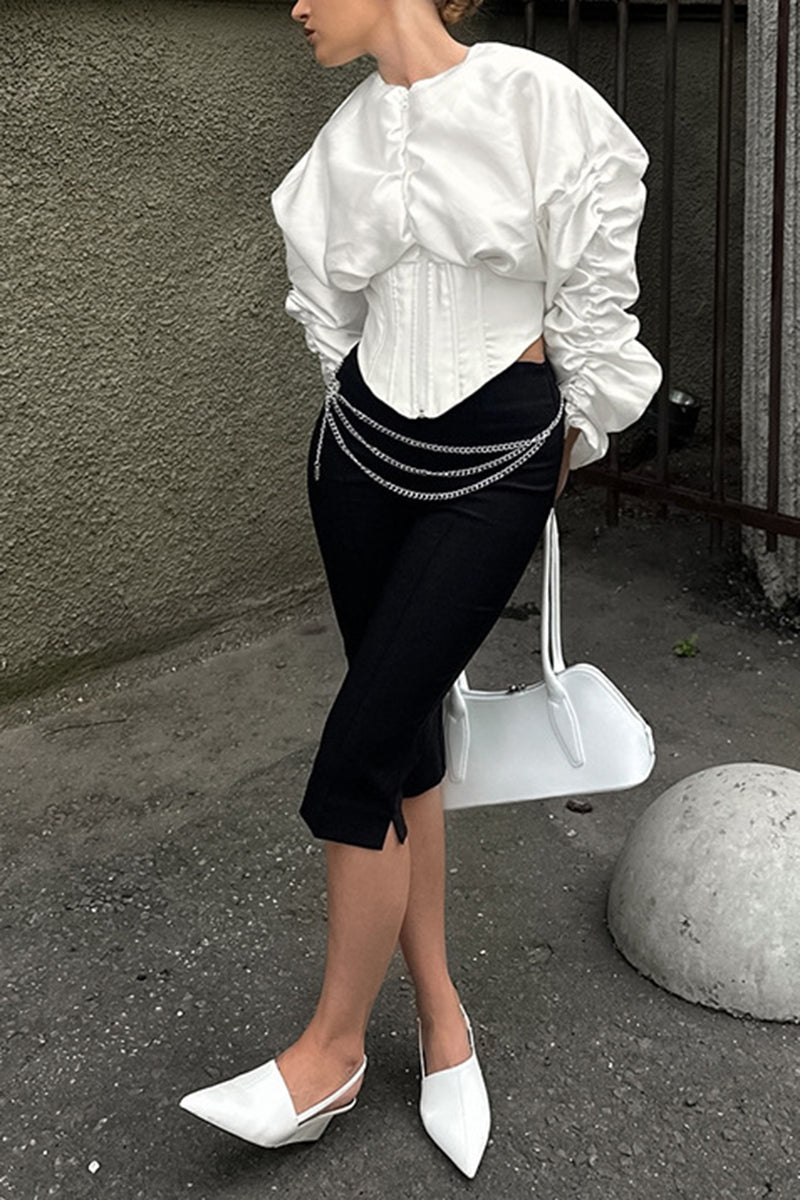 Puff Sleeve Corset Shirt
