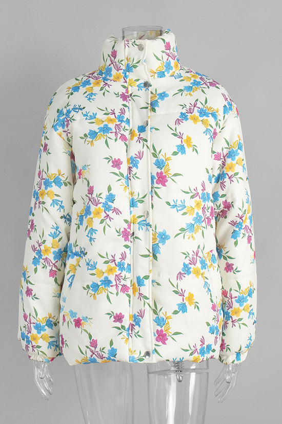 Floral Patterned Winter Puffer Coat