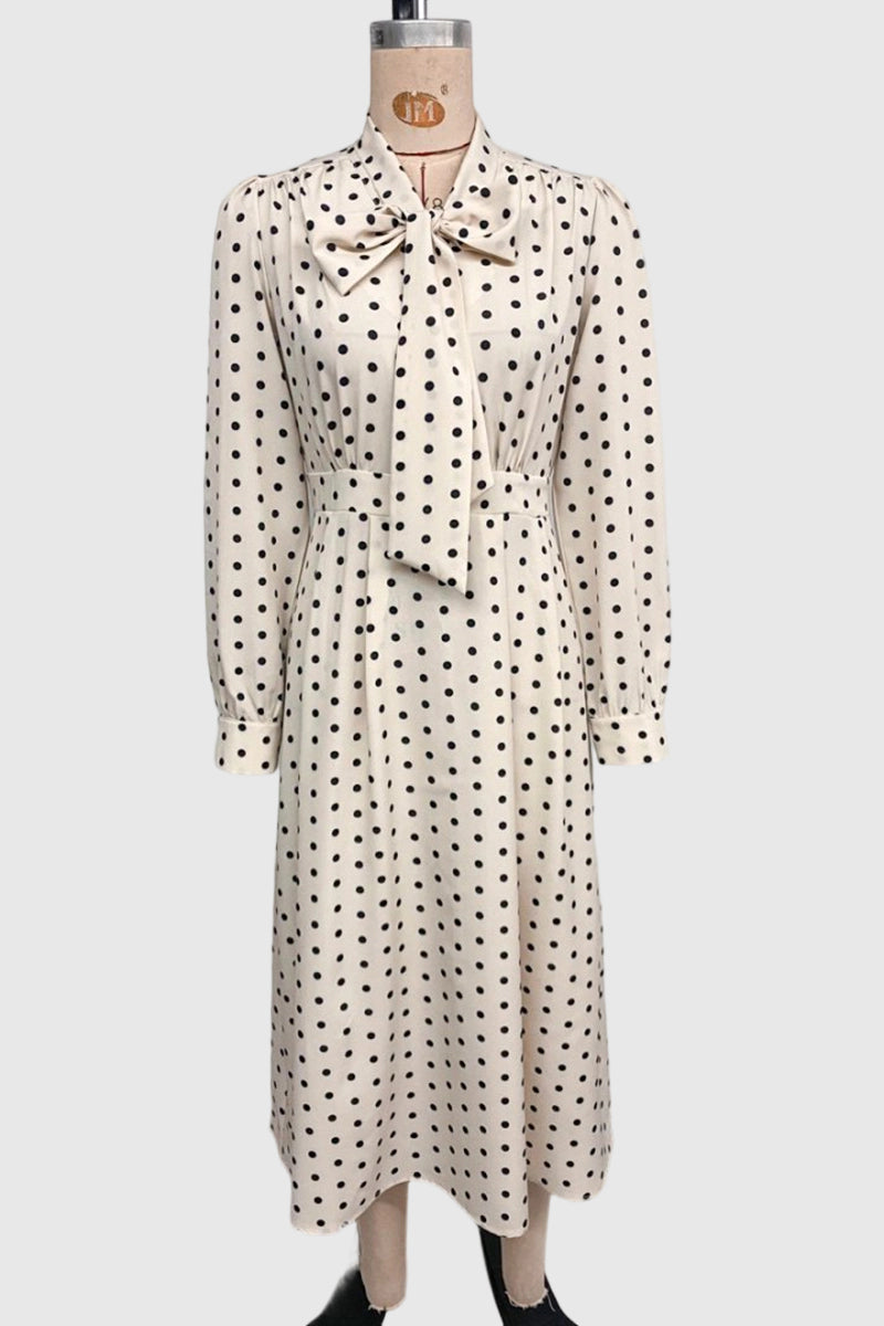Polka Dot Bow Tie Midi Dress