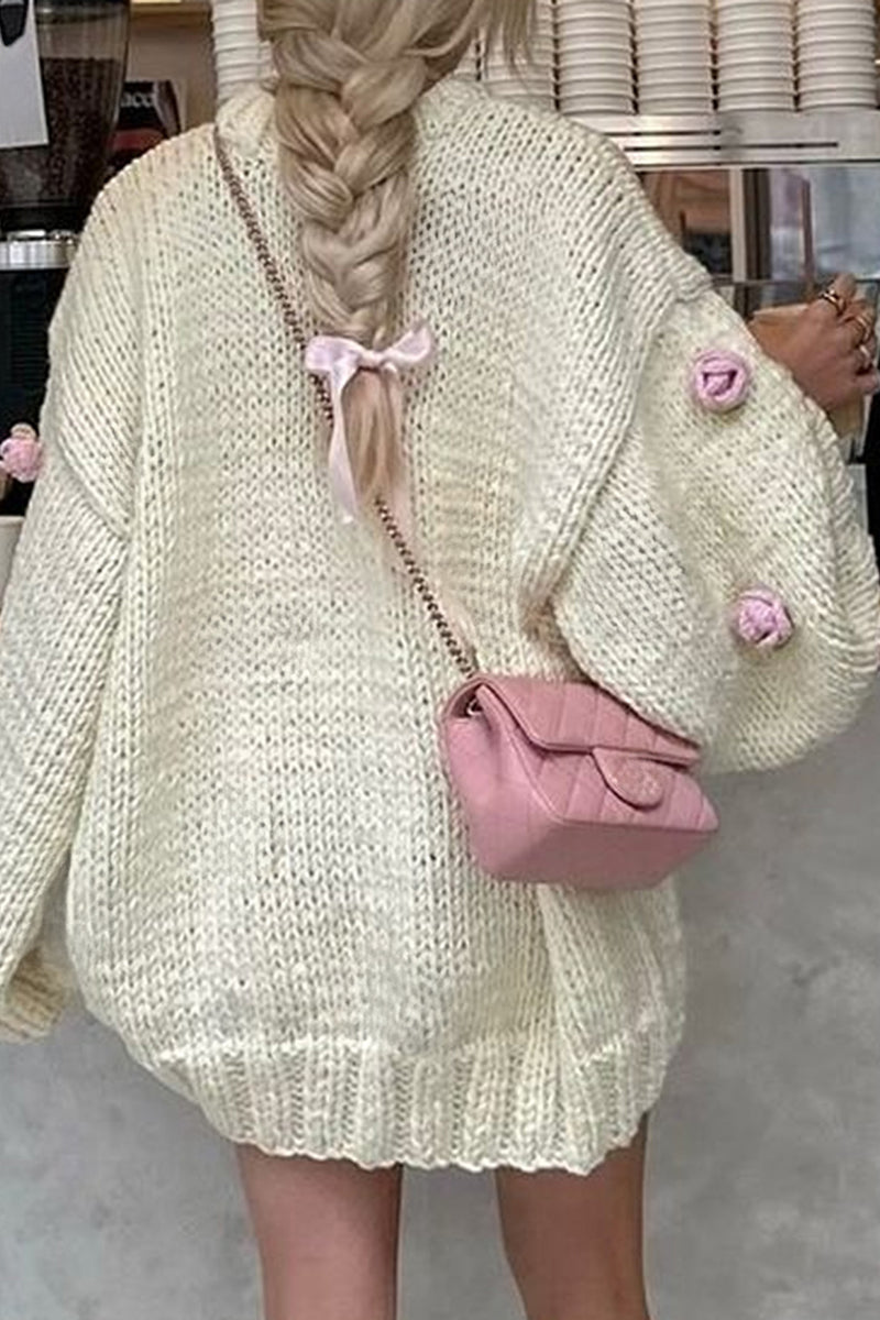 Floral Embellished Oversized Sweater