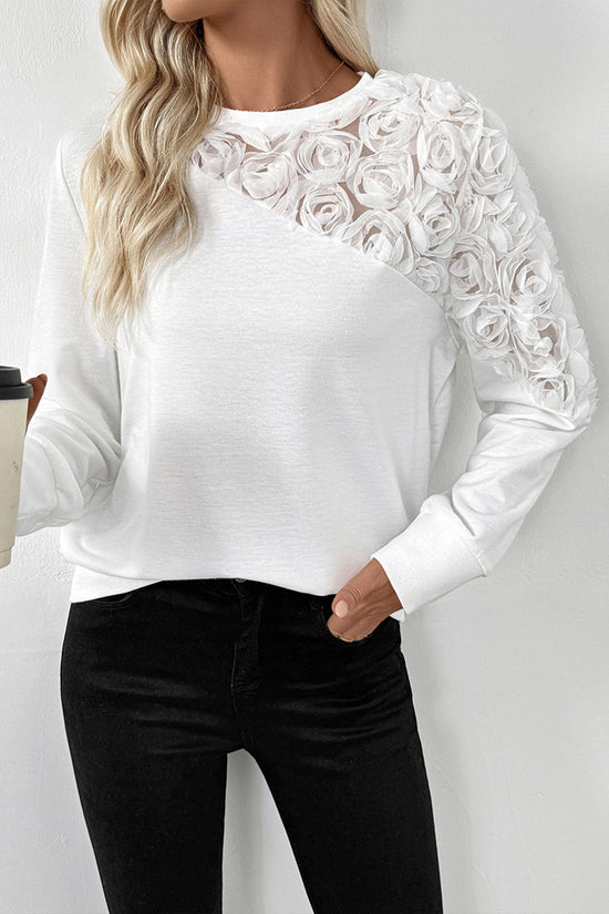 Floral Appliqué Long Sleeve Top