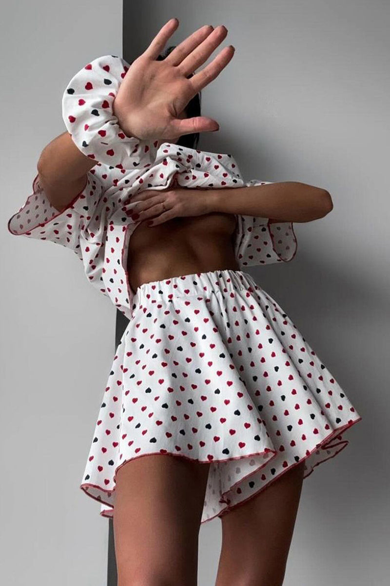 Heart Print Loungewear Set