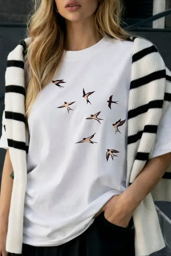 Graphic Bird Print T-Shirt