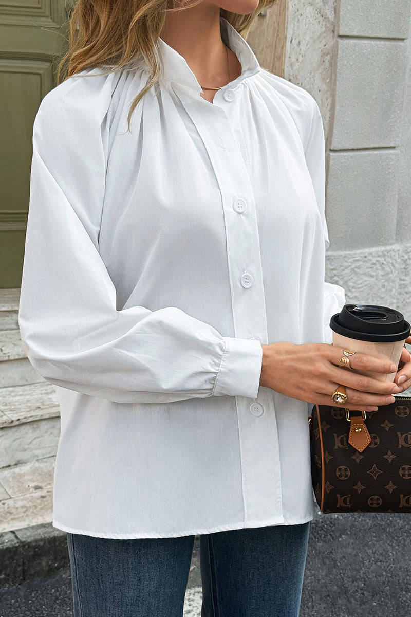 Elegant Long Sleeve Button-Up Blouse