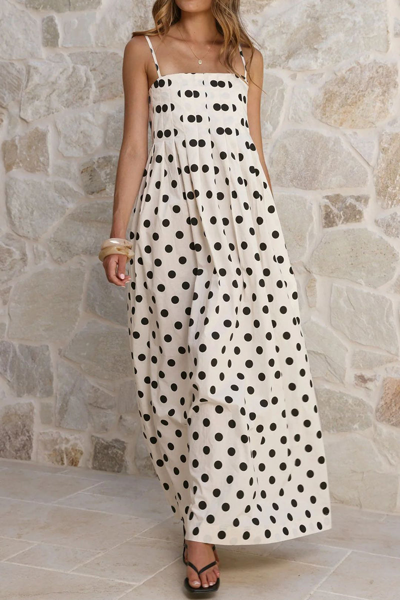 Polka Dot Sleeveless Maxi Dress