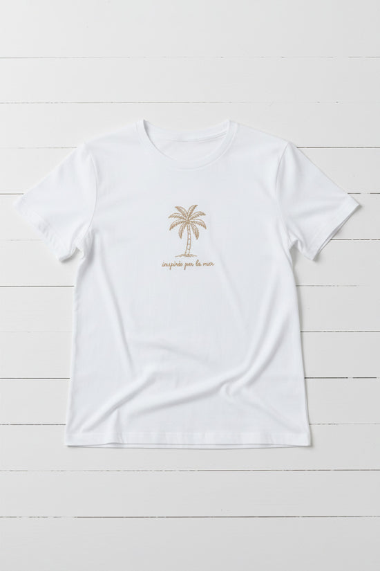 Palm Serenity Embroidered T-Shirt