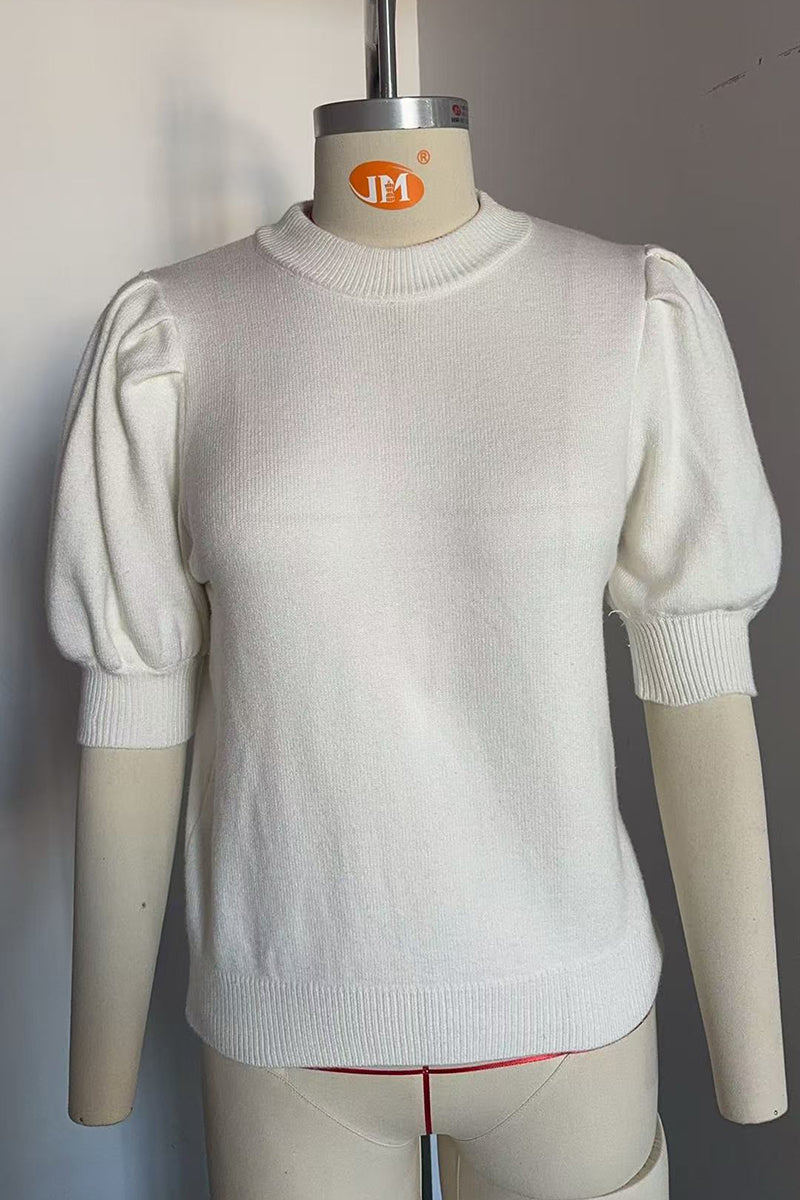 Puff Sleeve Crewneck Sweater