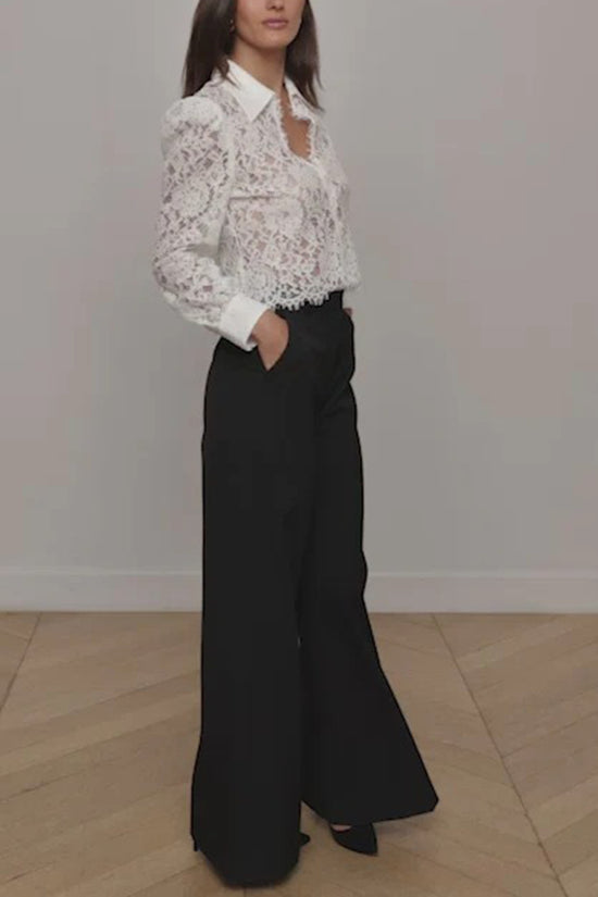 Lace Long Sleeve Cropped Blouse