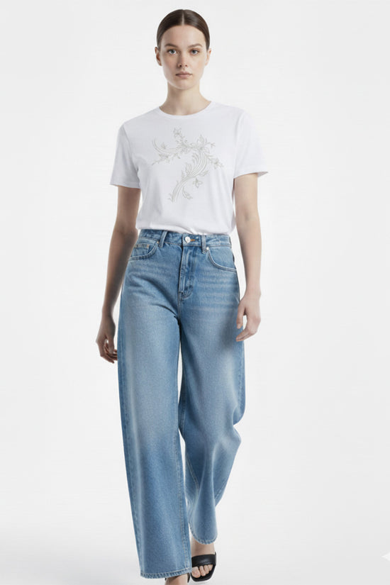 Flowing Vine Embroidered T-Shirt