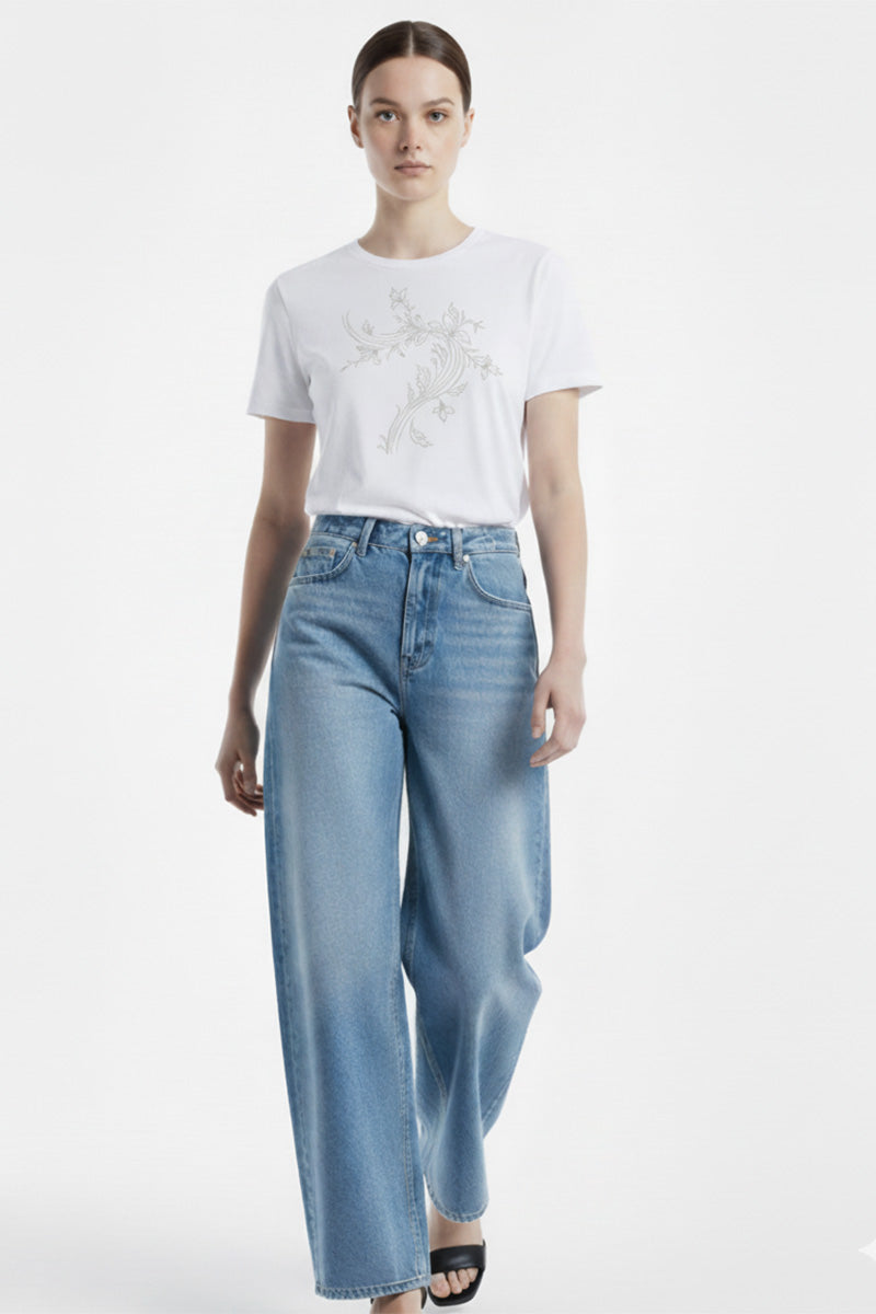 Flowing Vine Embroidered T-Shirt