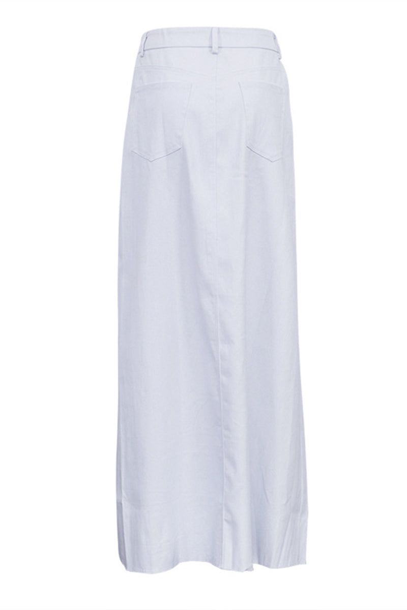 High-Waist Front Slit Midi Skirt