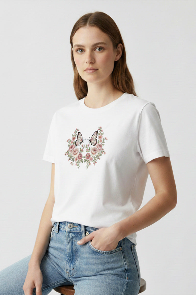 Butterfly Garden Embroidered T-Shirt